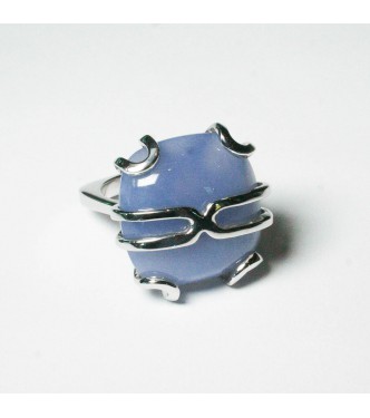 Anello oro con Calcedonio