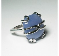 Anello oro con Calcedonio