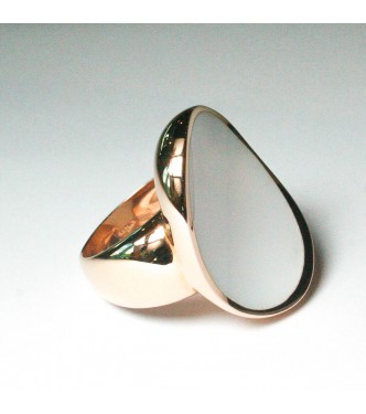 Anello oro con Agata Bianca