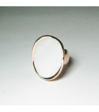 Anello oro con Agata Bianca