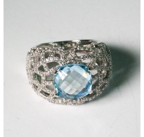 Anello Bibigi 925 Fiordaliso Topazio azzurro